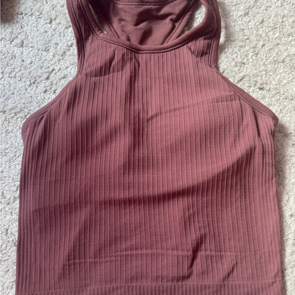 Purple Ribbed Crop Tank Top Sleeveless